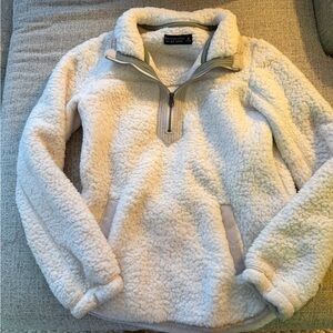 Abercrombie Cream Sherpa Quarter-Zip Sweater